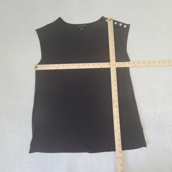H Halston women's black Sleeveless top gold button detail Size Medium office - Picture 5 of 9